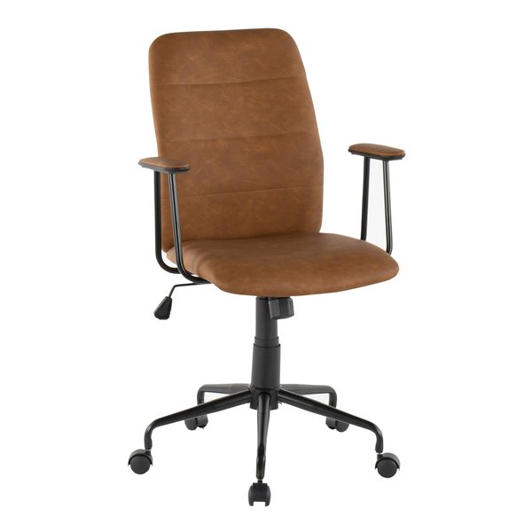Lumisource Fredrick Office Chair in Brown Faux Leather OC-FRED BK+BN